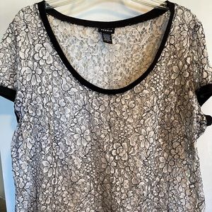 Torrid black and white lace top